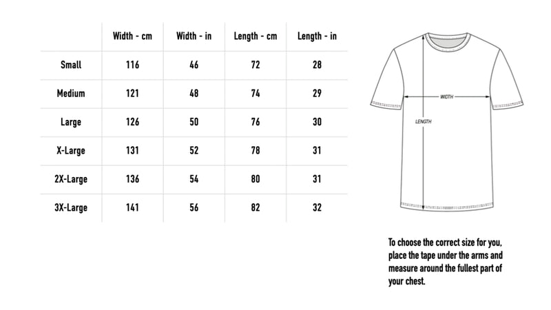 Size chart for Flower Tee - Black