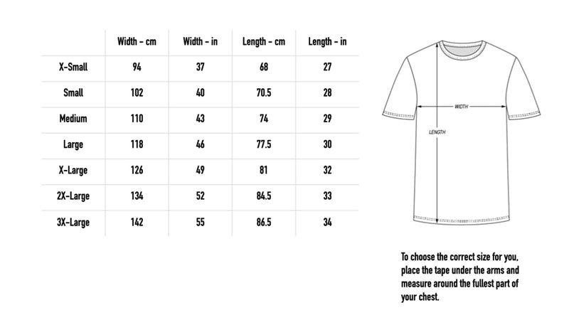 Size chart for Eyes Seek Through The Sky Tee - Faded Ecru