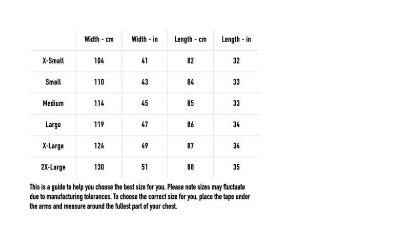 Size chart for Custom Ataraxia Hockey Jersey